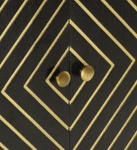 Sideboard mit 2 Türen Schwarz Gold 55x30x75 cm Massivholz Mango