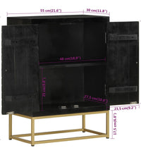 Sideboard mit 2 Türen Schwarz Gold 55x30x75 cm Massivholz Mango