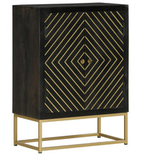 Sideboard mit 2 Türen Schwarz Gold 55x30x75 cm Massivholz Mango