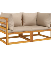 Modular-Ecksofas 2 Stk. mit Kissen Taupe Massivholz Akazie