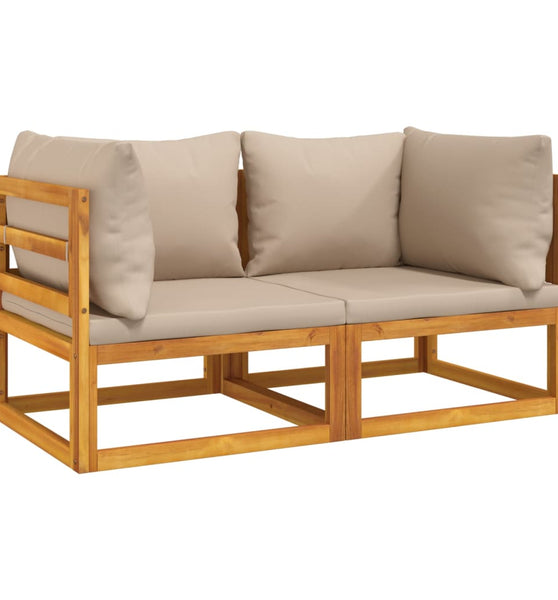 Modular-Ecksofas 2 Stk. mit Kissen Taupe Massivholz Akazie