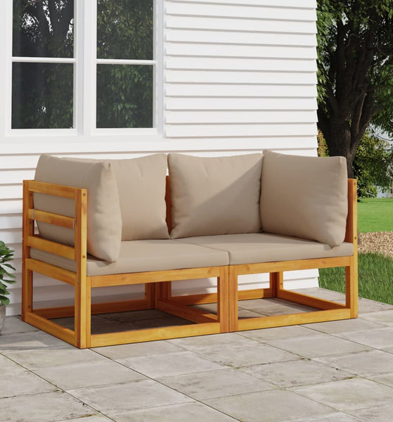 Modular-Ecksofas 2 Stk. mit Kissen Taupe Massivholz Akazie