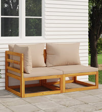 2-tlg. Garten-Sofa-Set mit Kissen Massivholz Akazie