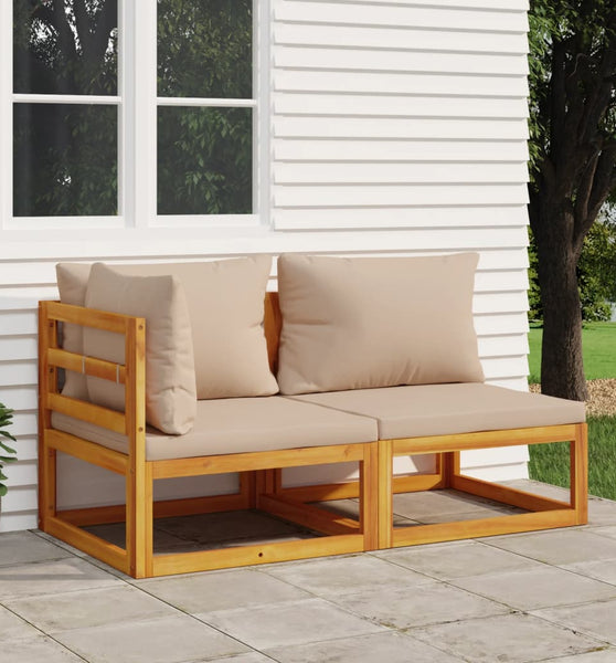 2-tlg. Garten-Sofa-Set mit Kissen Massivholz Akazie