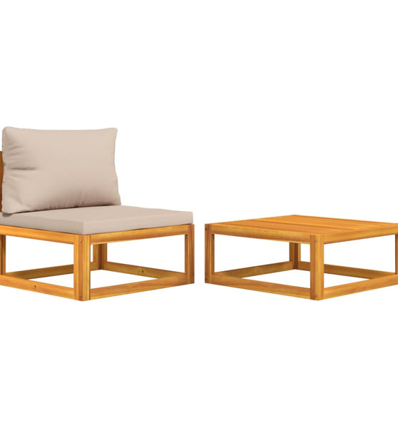 2-tlg. Garten-Sofa-Set mit Kissen Massivholz Akazie