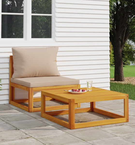 2-tlg. Garten-Sofa-Set mit Kissen Massivholz Akazie