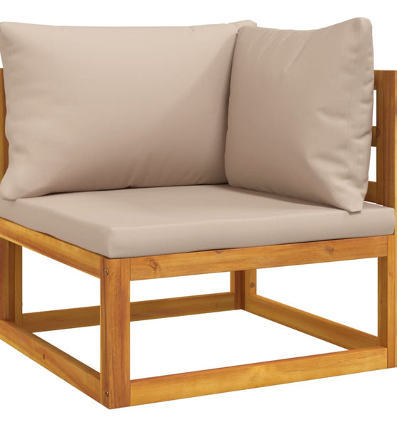 Modular-Ecksofa mit Taupe Kissen Massivholz Akazie