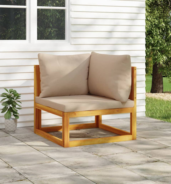 Modular-Ecksofa mit Taupe Kissen Massivholz Akazie