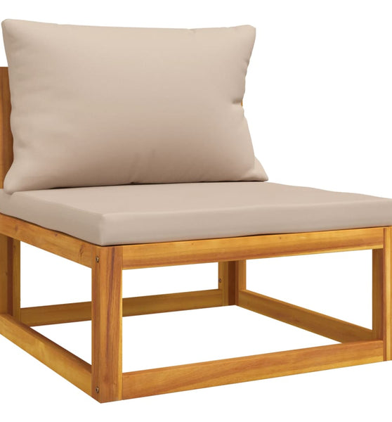 Garten-Mittelsofa mit Taupe Kissen Massivholz Akazie