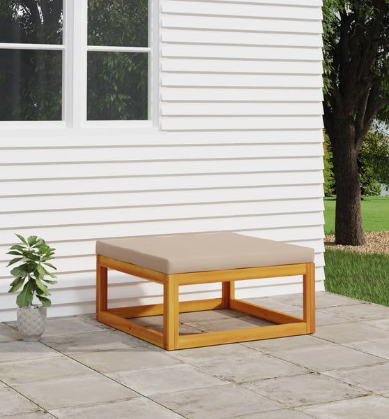 Gartenhocker mit Kissen Taupe Massivholz Akazie