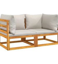 Modular-Ecksofas 2 Stk. mit Hellgrauen Kissen Massivholz Akazie