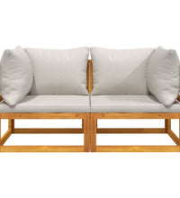 Modular-Ecksofas 2 Stk. mit Hellgrauen Kissen Massivholz Akazie