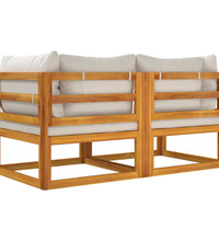 Modular-Ecksofas 2 Stk. mit Hellgrauen Kissen Massivholz Akazie