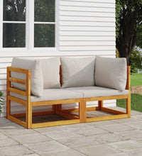 Modular-Ecksofas 2 Stk. mit Hellgrauen Kissen Massivholz Akazie