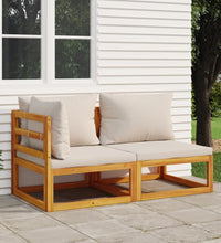 2-tlg. Garten-Sofa-Set mit Kissen Massivholz Akazie