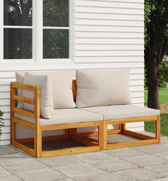 2-tlg. Garten-Sofa-Set mit Kissen Massivholz Akazie