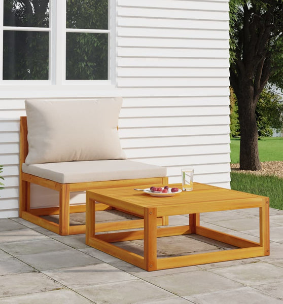 2-tlg. Garten-Sofa-Set mit Kissen Massivholz Akazie