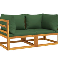 Modular-Ecksofas 2 Stk. mit Grünen Kissen Massivholz Akazie