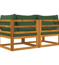 Modular-Ecksofas 2 Stk. mit Grünen Kissen Massivholz Akazie