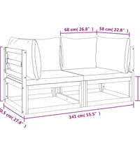Modular-Ecksofas 2 Stk. mit Grünen Kissen Massivholz Akazie