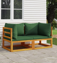Modular-Ecksofas 2 Stk. mit Grünen Kissen Massivholz Akazie