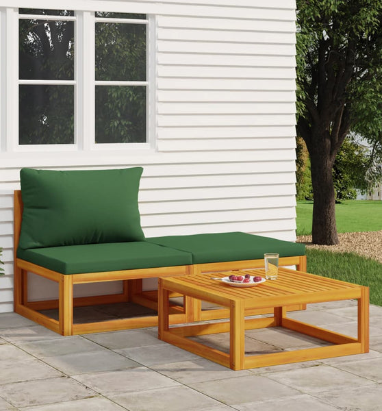 3-tlg. Garten-Lounge-Set mit Kissen Massivholz Akazie