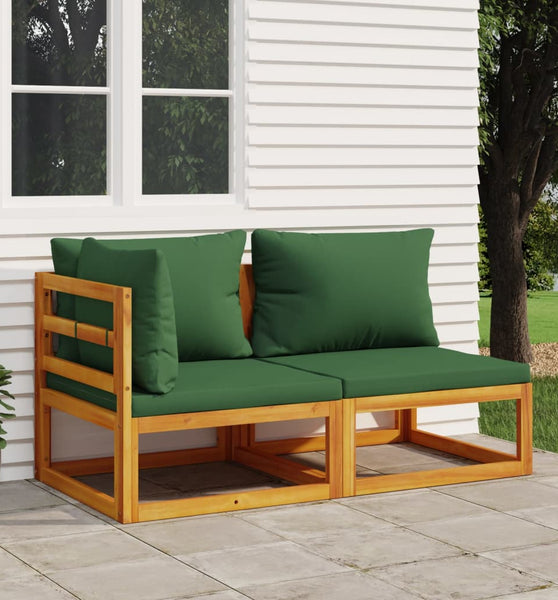 2-tlg. Garten-Sofa-Set mit Kissen Massivholz Akazie