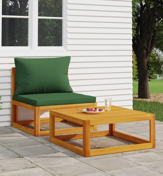 2-tlg. Garten-Sofa-Set mit Kissen Massivholz Akazie