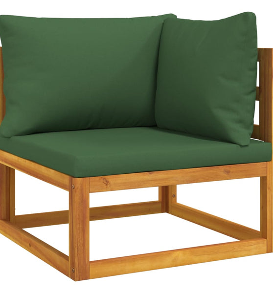 Modular-Ecksofa mit Grünen Kissen Massivholz Akazie