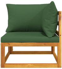 Modular-Ecksofa mit Grünen Kissen Massivholz Akazie