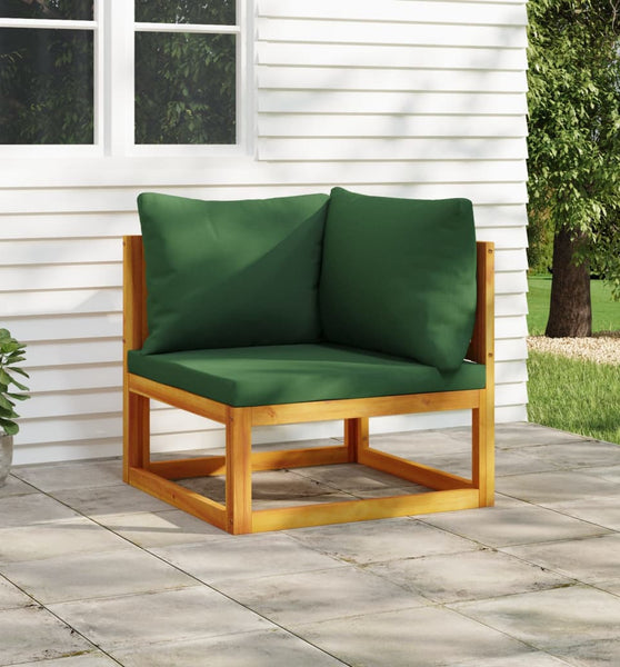Modular-Ecksofa mit Grünen Kissen Massivholz Akazie