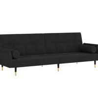 Schlafsofa mit Kissen Schwarz Samt