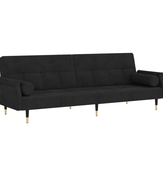 Schlafsofa mit Kissen Schwarz Samt