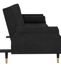 Schlafsofa mit Kissen Schwarz Samt