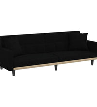 Schlafsofa mit Kissen Schwarz Stoff