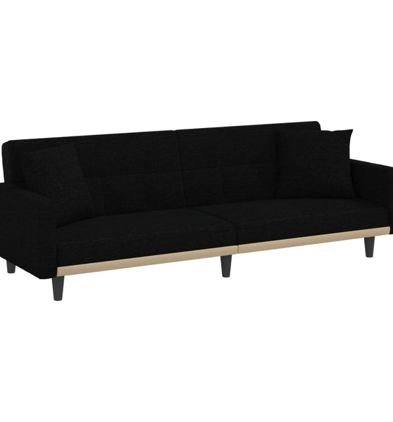 Schlafsofa mit Kissen Schwarz Stoff