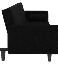 Schlafsofa mit Kissen Schwarz Stoff