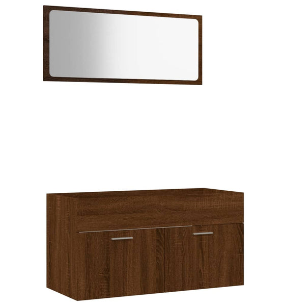 2-tlg. Badmöbel-Set Braun Eichen-Optik Holzwerkstoff