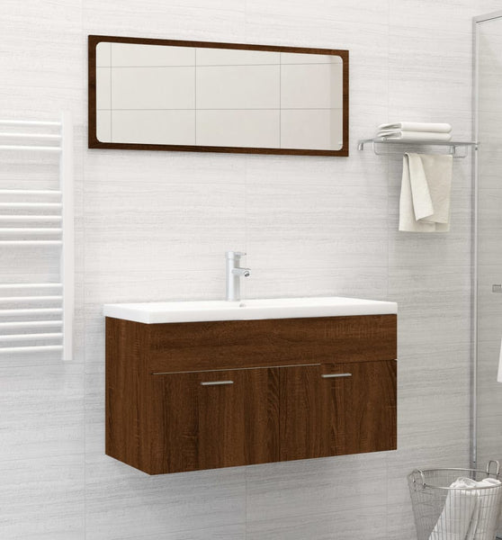 2-tlg. Badmöbel-Set Braun Eichen-Optik Holzwerkstoff