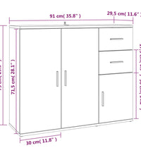 Sideboard Schwarz 91x29,5x75 cm Holzwerkstoff