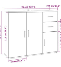 Sideboard Räuchereiche 91x29,5x75 cm Holzwerkstoff