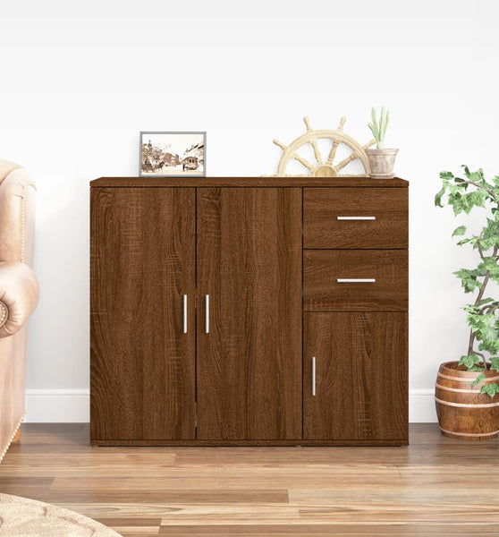 Sideboard Braun Eichen-Optik 91x29,5x75 cm Holzwerkstoff