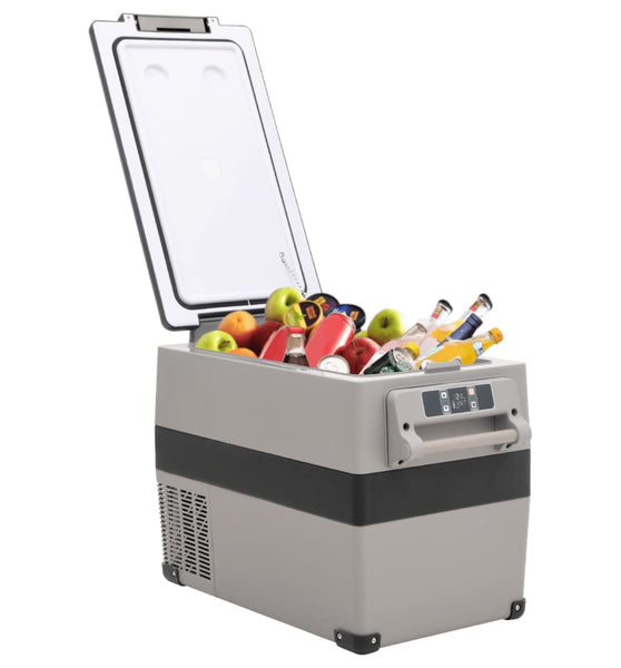 Kühlbox mit Griff und Adapter Schwarz und Grau 35 L PP & PE