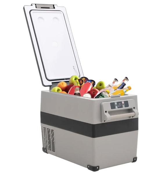 Kühlbox mit Griff und Adapter Schwarz und Grau 55 L PP & PE