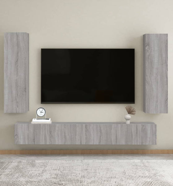 TV-Wandschränke 2 Stk. Grau Sonoma 30,5x30x110 cm