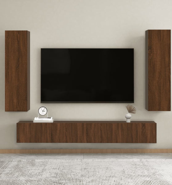 TV-Wandschränke 2 Stk. Braun Eichen-Optik 30,5x30x110 cm