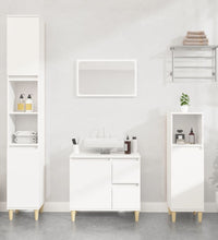 Badschrank Weiß 30x30x190 cm Holzwerkstoff
