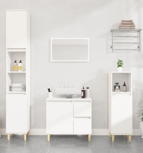 Badschrank Weiß 30x30x190 cm Holzwerkstoff