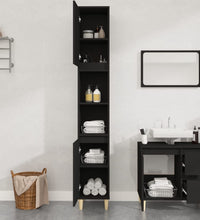 Badschrank Schwarz 30x30x190 cm Holzwerkstoff