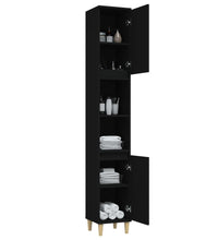 Badschrank Schwarz 30x30x190 cm Holzwerkstoff